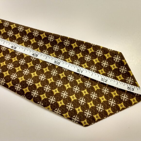 Vintage Men's NeckTie Bon Vivant Omega 60s 70s Retro Neck Tie Brown Yellow - Picture 5 of 7